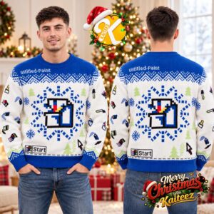 Microsoft Microsoft Paint Retro Windows Blue And White Ugly Christmas Sweater