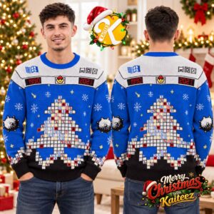 Microsoft Minesweeper Christmas Tree Blue Ugly Christmas Sweater