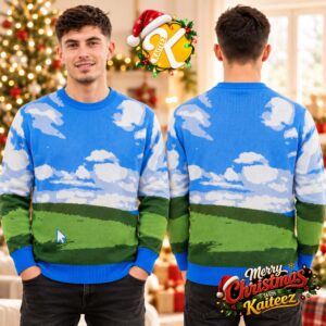 Microsoft Windows XP Bliss Green Hill Blue Sky Cursor Ugly Christmas Sweater