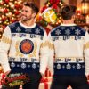 Miller Lite Beer Christmas Cream Blue Fair Isle Holiday Knit Ugly Sweater