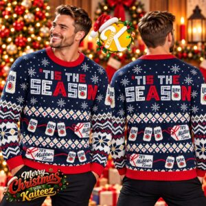 Miller Lite Beer Tis The Season Ugly Christmas Sweater