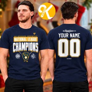 Milwaukee Brewers Merch 2026 National League Champions Custome Name And Number Two Sided Unisex T-Shirt