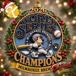 Milwaukee Brewers x Mickey Mouse 2026 World Series Champions Christmas Ornament