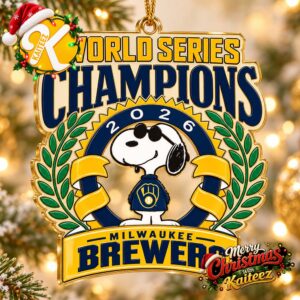 Milwaukee Brewers x Snoopy 2026 World Series Champions Christmas Ornament