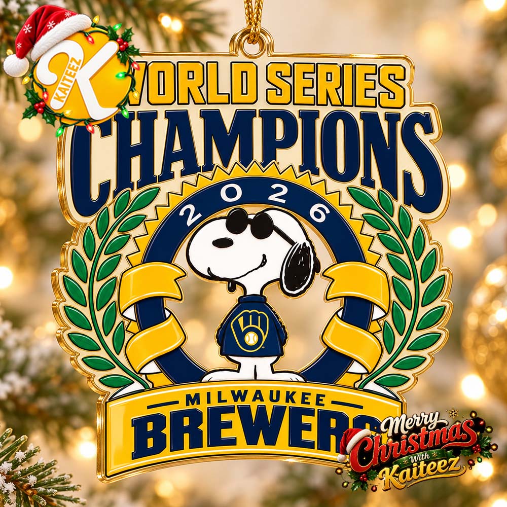 Milwaukee Brewers x Snoopy 2026 World Series Champions Christmas Ornament Milwaukee Brewers x Snoopy 2026 World Series Champions Christmas Ornament