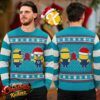 Minions Santa Claus Merry Christmas Blue Ugly Christmas Sweater
