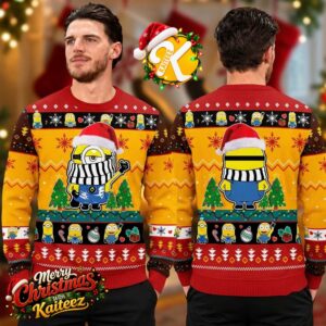 Minions Festive Waving Santa Ugly Christmas Sweater