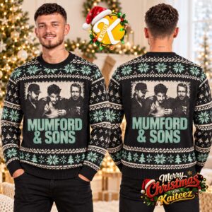 Mumford And Sons Band Portrait Black And Mint Ugly Christmas Sweater