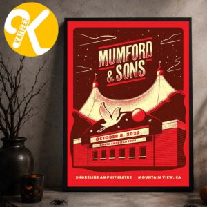Mumford And Sons Mountain View CA Event Poster At Shoreline Amphitheatre In Mountain View CA On October 8 2026 Home Decor Poster Canvas