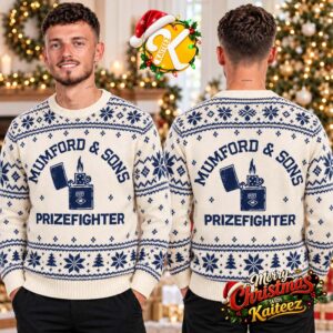 Mumford And Sons Prizefighter Lighter Cream And Navy Ugly Christmas Sweater