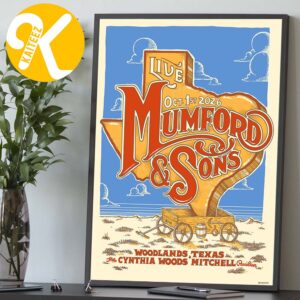 Mumford And Sons The Woodlands TX Event Poster At The Cynthia Woods Mitchell Pavilion In The Woodlands TX On October 1 2026 Home Decor Poster Canvas