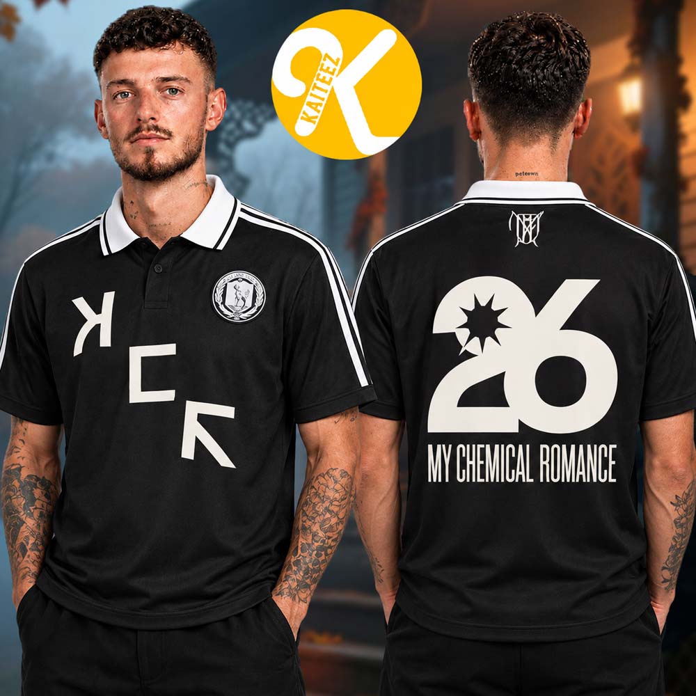 My Chemical Romance Los Angeles CA Merch DRAAG Black Soccer Polo Jersey My Chemical Romance Los Angeles CA Merch DRAAG Black Soccer Polo Jersey