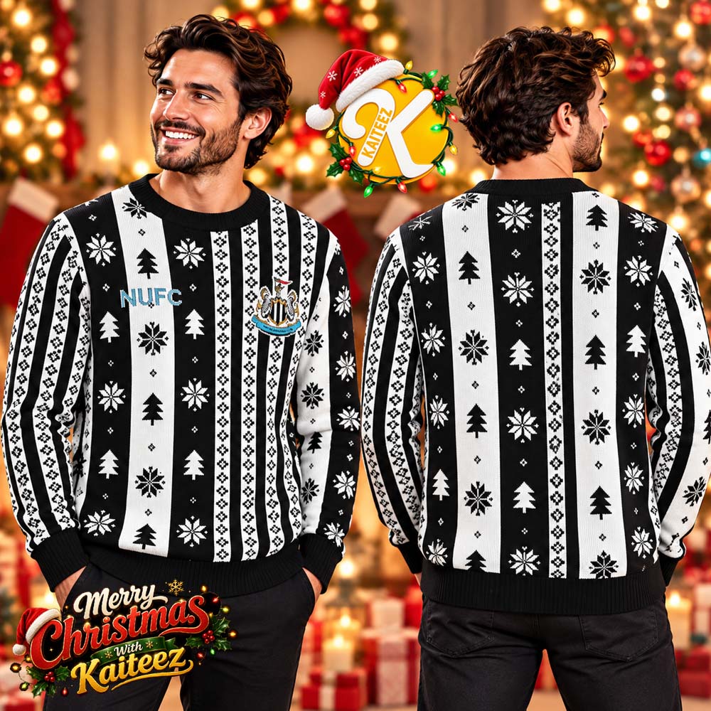 Newcastle United Striped Christmas Jumper Xmas Holiday Ugly Sweater Newcastle United Striped Christmas Jumper Xmas Holiday Ugly Sweater