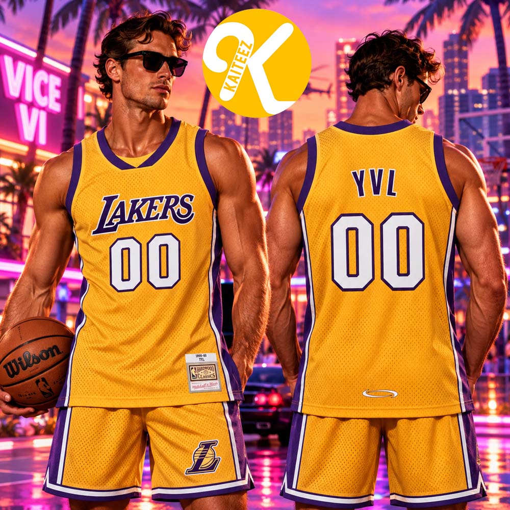 Playboi Carti x Mitchell & Ness Exclusive Merch NBA Los Angeles Lakers 1999 Basketball Jersey Playboi Carti x Mitchell & Ness Exclusive Merch NBA Los Angeles Lakers 1999 Basketball Jersey