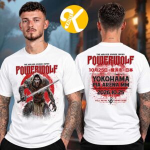 Powerwolf Event Tee Full Metal Japan 2026 At Pia Arena In Yokohama Kanagawa On October 25 2026 The Wolves Invade Japan Two Sided Unisex T-Shirt
