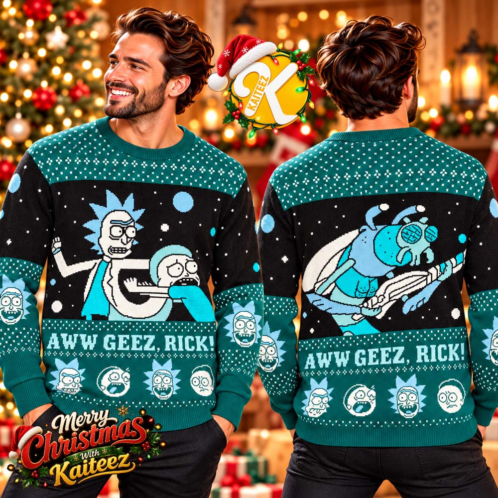 Rick And Morty Aww Geez Rick Ugly Christmas Sweater Rick And Morty Aww Geez Rick Ugly Christmas Sweater