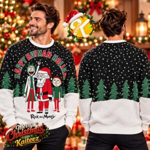 Rick And Morty Happy Human Holiday Best Gift For Fans Ugly Christmas Sweater