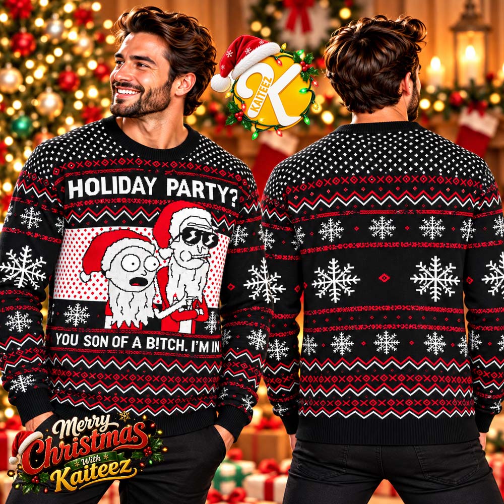 Rick And Morty Holiday Party Son Of A B Ugly Christmas Sweater Rick And Morty Holiday Party Son Of A B Ugly Christmas Sweater