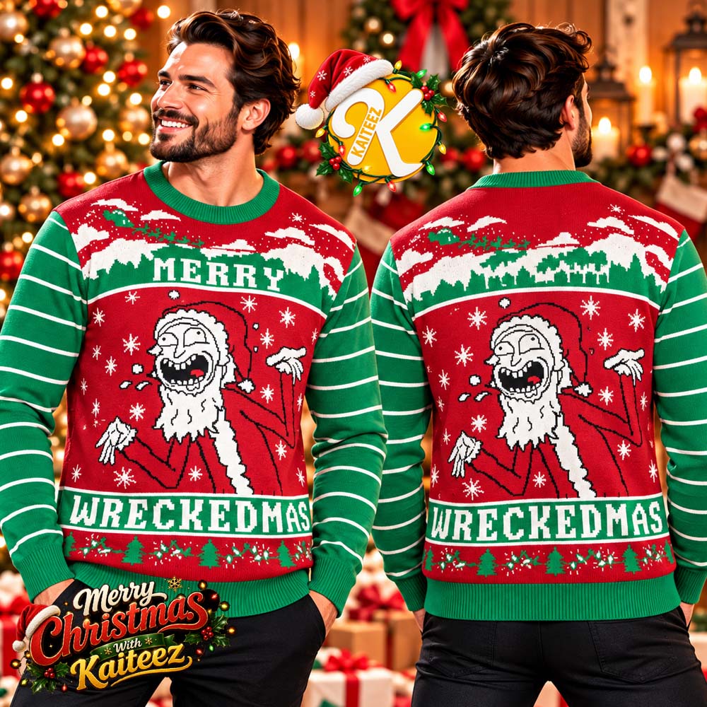 Rick And Morty Merry Wreckedmas Ugly Christmas Sweater Rick And Morty Merry Wreckedmas Ugly Christmas Sweater