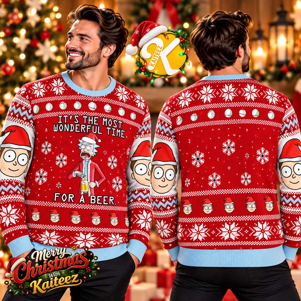Rick And Morty Time for A Beer Ugly Christmas Sweater Rick And Morty Time for A Beer Ugly Christmas Sweater
