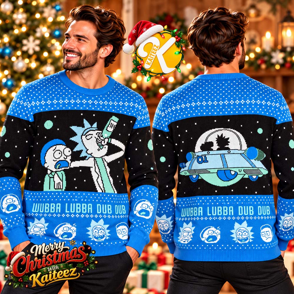 Rick And Morty Wubba Lubba Dub Dub Ugly Christmas Sweater Rick And Morty Wubba Lubba Dub Dub Ugly Christmas Sweater