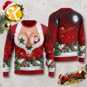 Santa Naughty Peek Funny Sexy Ugly Christmas Sweater