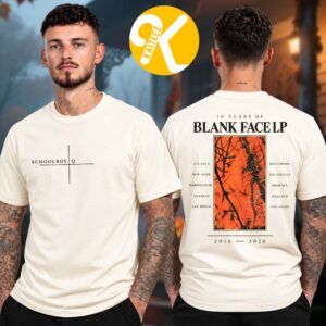 ScHoolboy Q 10 Years Of Blank Face LP Tour 2026 Minimal Cross Logo Two Sided Unisex T-Shirt