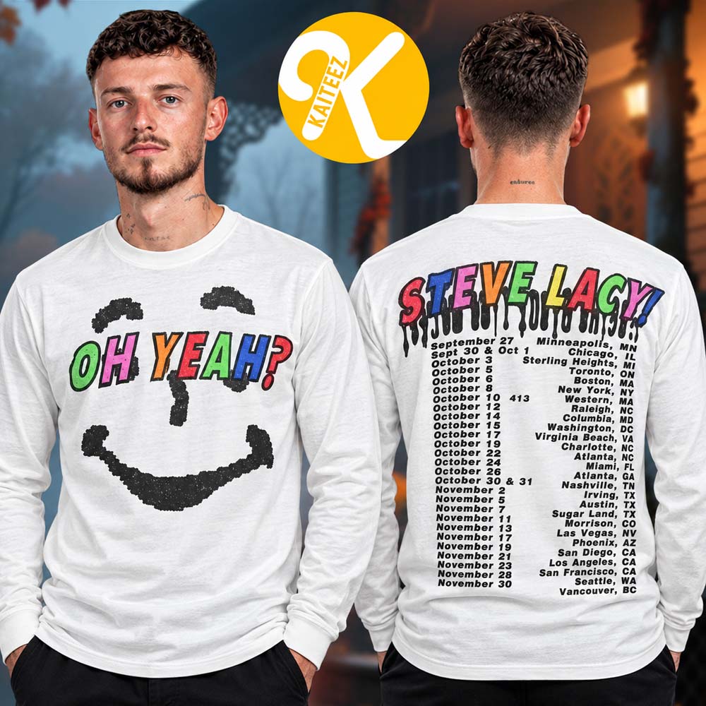 Steve Lacy Merch Oh Yeah Tour 2026 Smiley Face Rainbow Tour Dates 2026 Two Sided Unisex Long Sleeve Shirt Steve Lacy Merch Oh Yeah Tour 2026 Smiley Face Rainbow Tour Dates 2026 Two Sided Unisex Long Sleeve Shirt