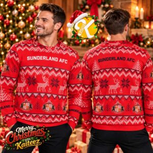 Sunderland AFC The Black Cats Family Holiday Fairisle Knit Ugly Christmas Sweater