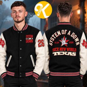 System Of A Down Merch Sick New World Texas 2026 At Texas Motor Speedway In Fort Worth TX On October 24 2026 Baseball Jacket