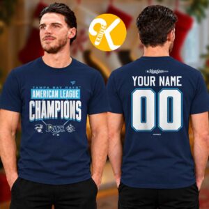 Tampa Bay Rays Merch American League Champions 2026 Custom Name And Number Two Sided Unisex T-Shirt