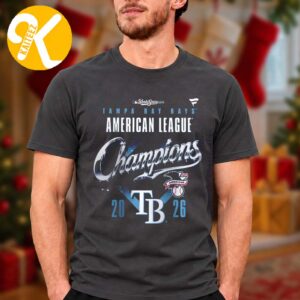 Tampa Bay Rays Merch American League Champions 2026 Locker Room Charcoal Unisex T-Shirt