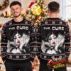 The Cure Robert Smith Eyes And Ravens Black And White Ugly Christmas Sweater The Cure Robert Smith Eyes And Ravens Black And White Ugly Christmas Sweater
