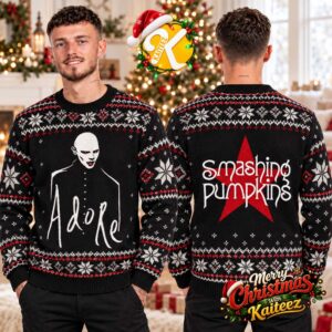 The Smashing Pumpkins Adore Portrait And Red Star Black Ugly Christmas Sweater