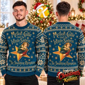 The Smashing Pumpkins Mellon Collie And The Infinite Sadness Blue And Gold Ugly Christmas Sweater