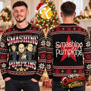 The Smashing Pumpkins The Rats In A Cage Cartoon Band And Red Star Ugly Christmas Sweater