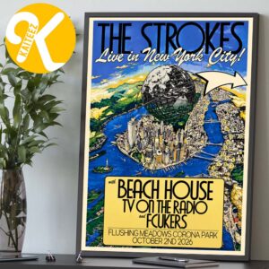 The Strokes Live In New York City Event Poster At Flushing Meadows Corona Park In Queens New York On October 2 2026 Home Decor Poster Canvas