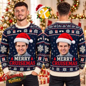 Tom Cruise Santa Hat Merry Cruisemas Navy Ugly Christmas Sweater