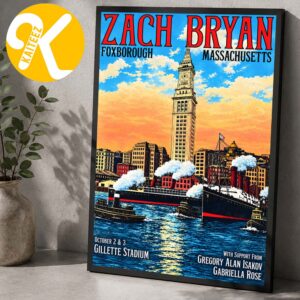 Zach Bryan Foxborough MA Event Poster At Gillette Stadium In Foxborough MA On October 2 2026 Home Decor Poster Canvas